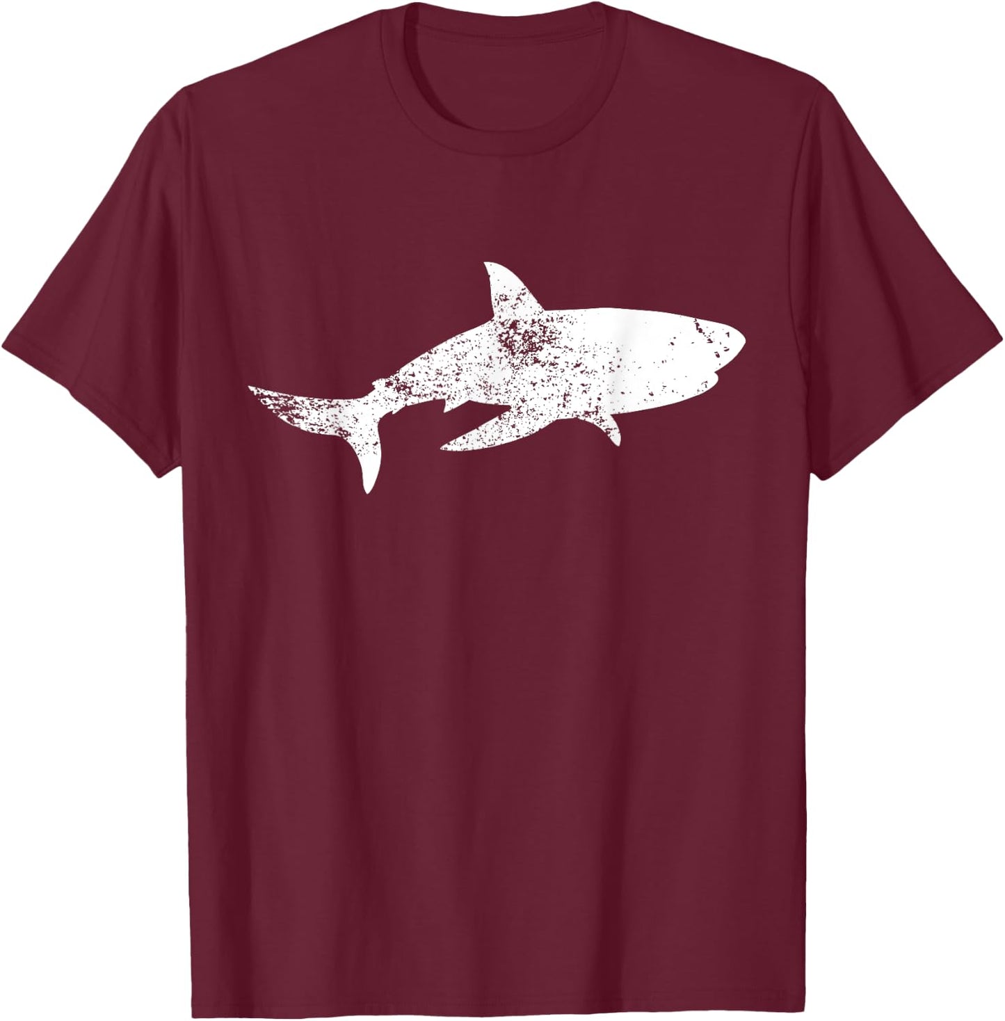 Grunge Great White Shark Print - Vintage Shark T-Shirt - T-Shirt | Maroon