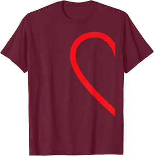 Half Heart Left Hand Side Love Couple Camisa Pareja Ropa T-Shirt - T-Shirt | Maroon