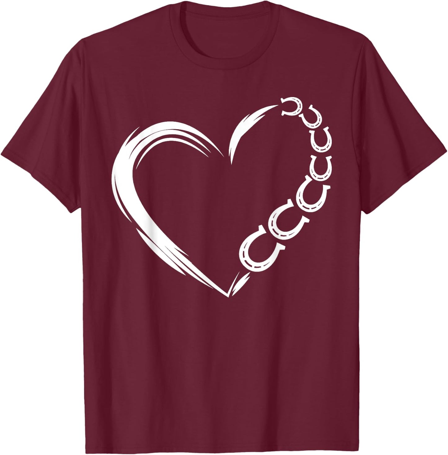 Farm Farmer Horseshoe Heart Pony Horse Riding Horse Lover T-Shirt - T-Shirt | Maroon