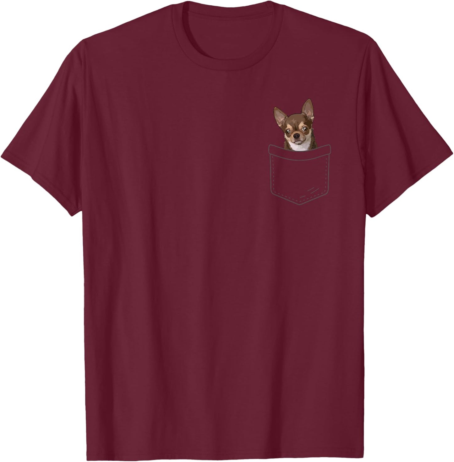 Cute Chihuahua Pocket Women Animal Dog Owner Trainer T-Shirt - T-Shirt | Maroon