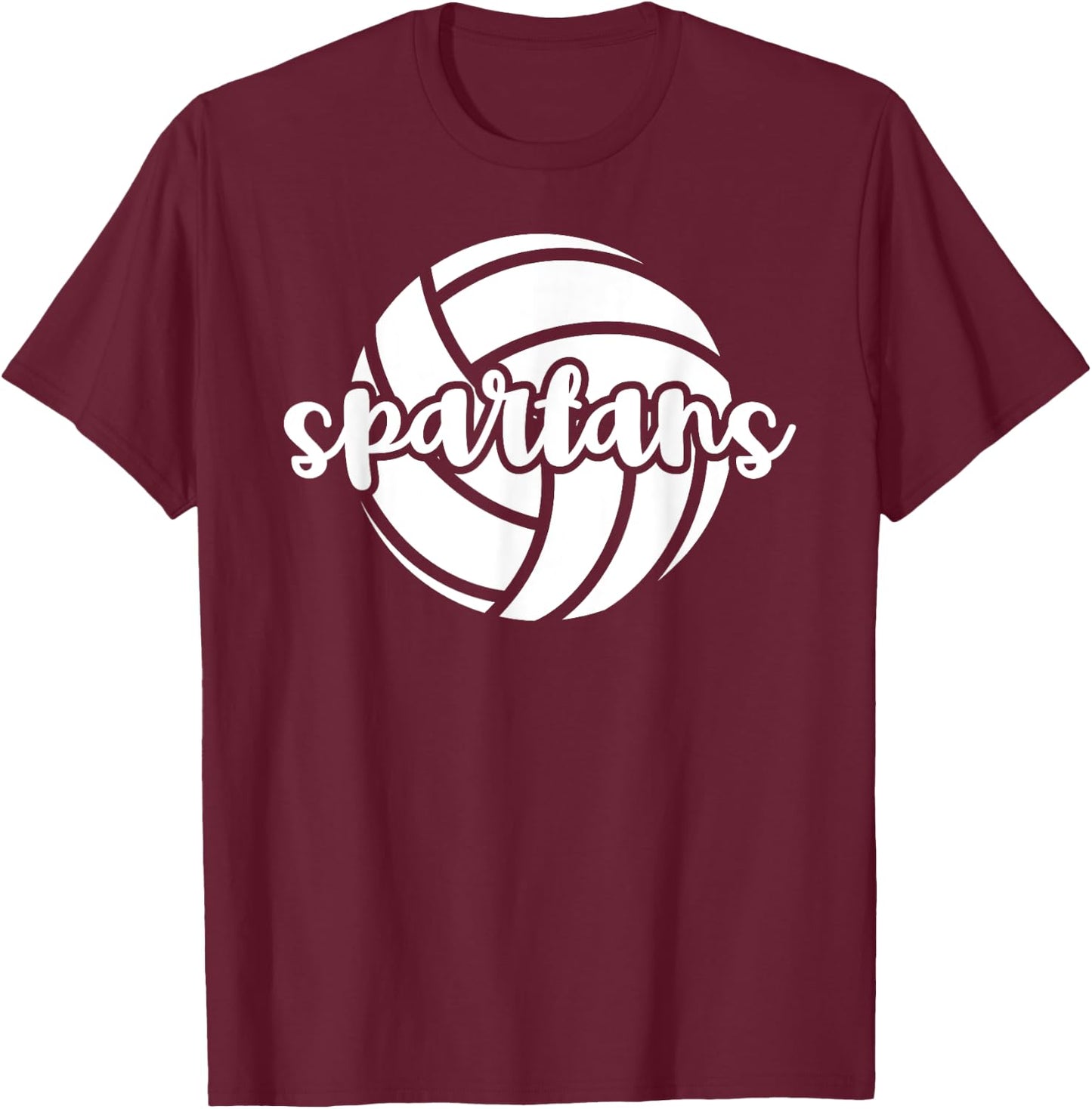 Spartans Volleyball Team Mascot School Spirit Game Night T-Shirt - T-Shirt | Maroon