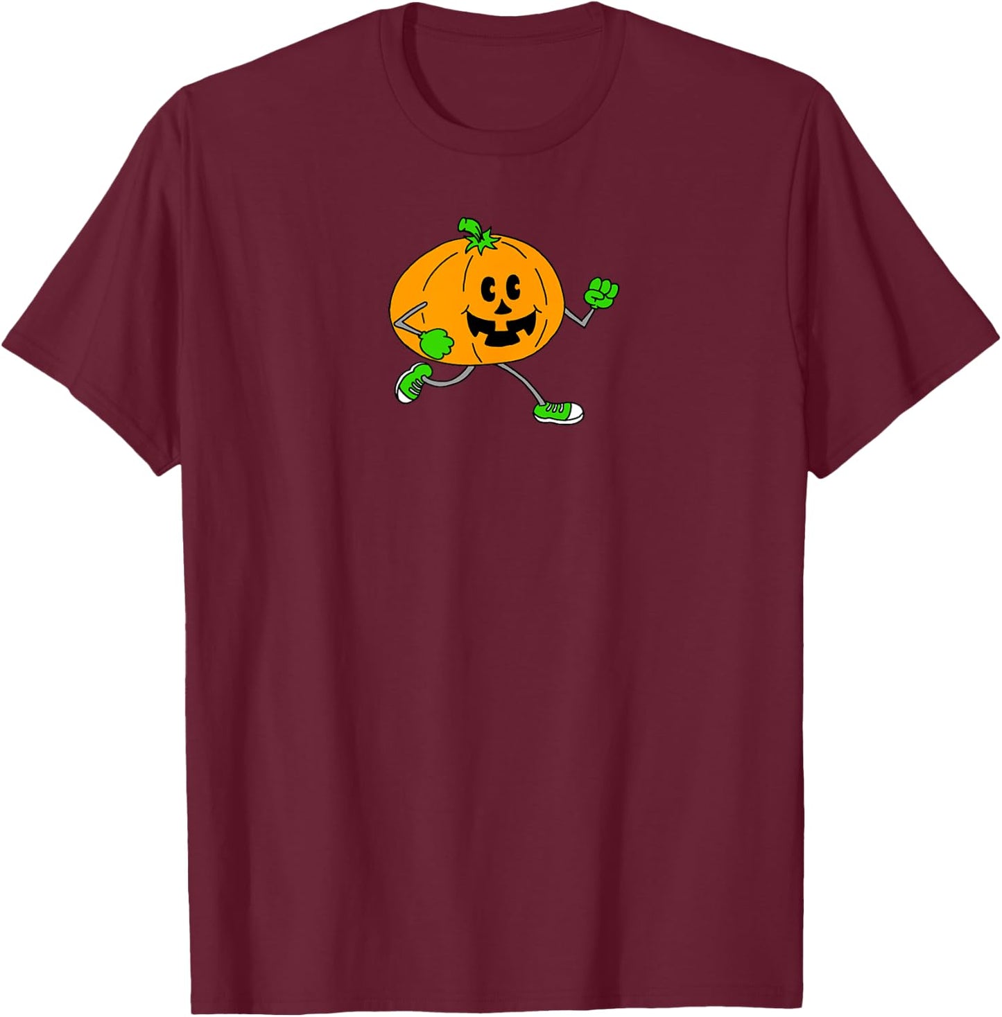 Halloween Running Pumpkin T-Shirt - T-Shirt | Maroon