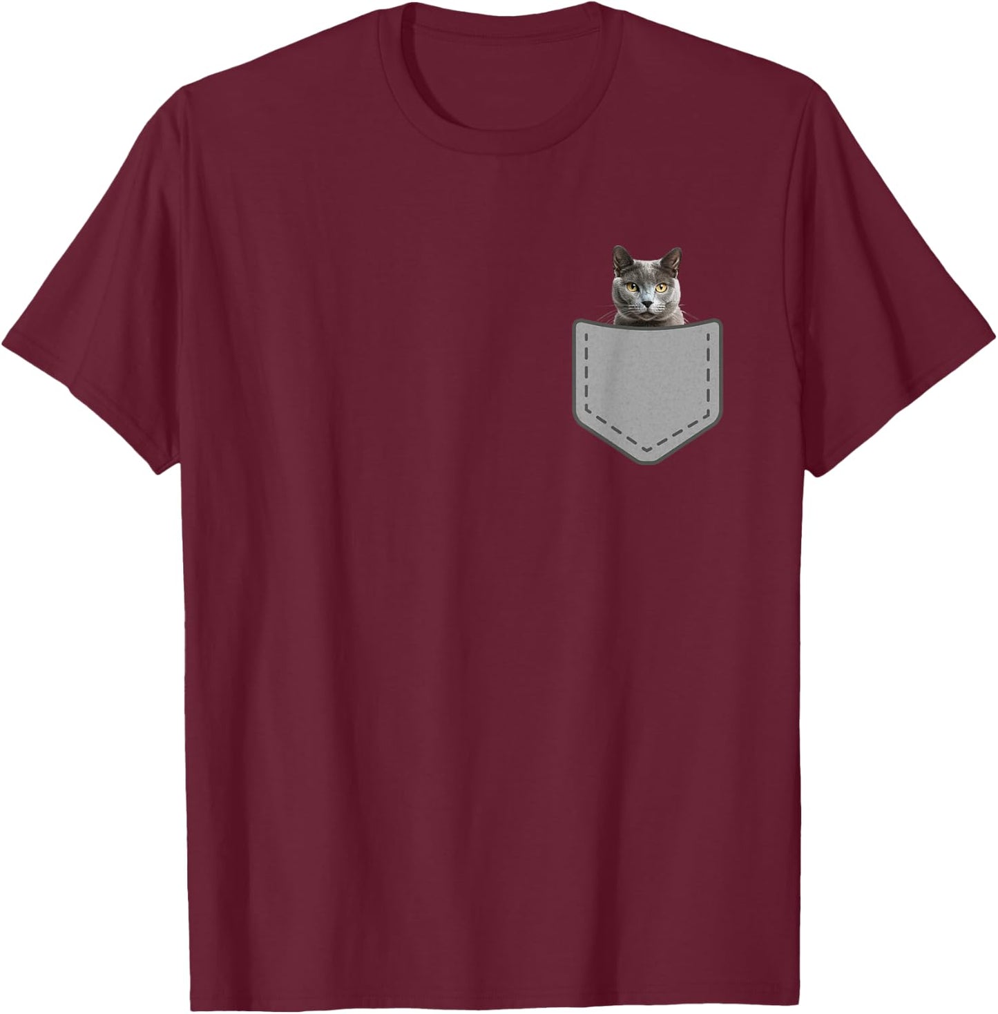 Funny Russian Blue Cat In Your Pocket Women Girls Kids T-Shirt - T-Shirt | Maroon