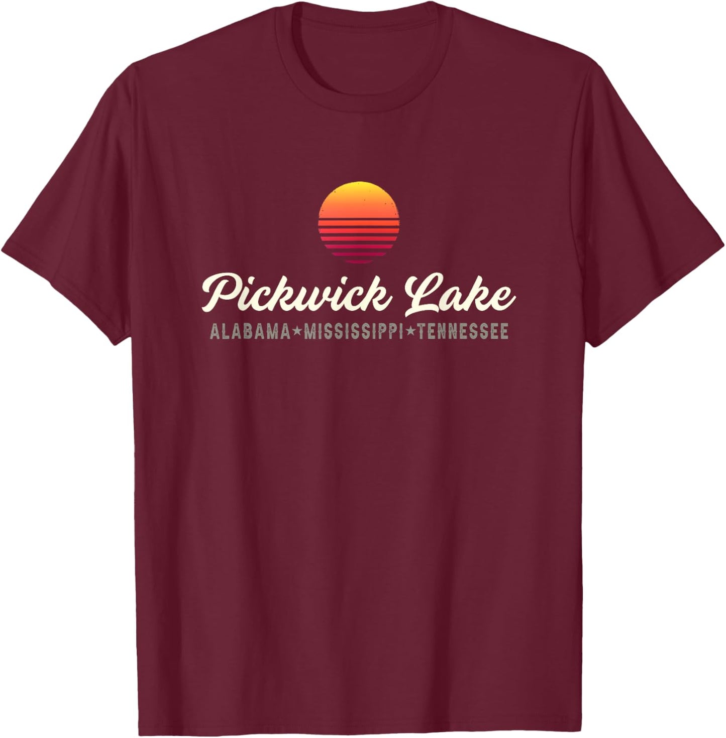 Pickwick Lake ALABAMA MISSISSIPPI TENNESSEE Bass Fishing T-Shirt - T-Shirt | Maroon