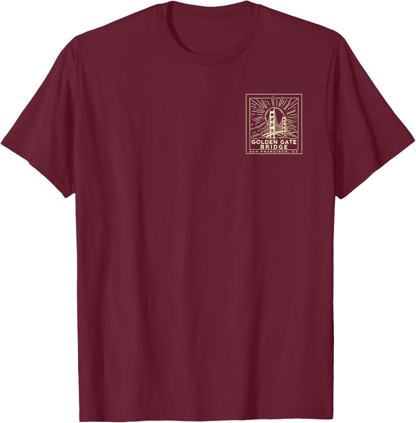 Golden Gate Bridge San Francisco Front/Back T-Shirt - T-Shirt | Maroon