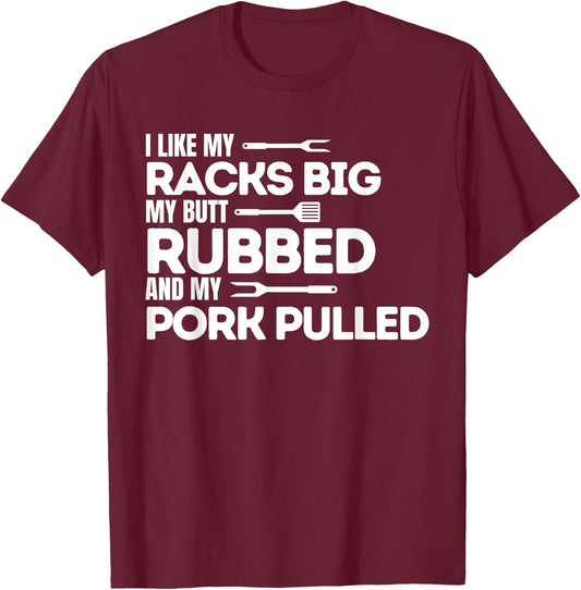 BBQ Barbecue Grilling Butt Rubbed Pork Pulled Pitmaster Dad T-Shirt - T-Shirt | Maroon