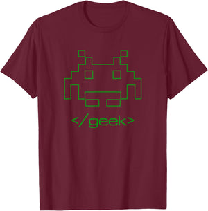 80s Arcade Game Space Alien Invaders Retro Gamer T-Shirt - T-Shirt | Maroon