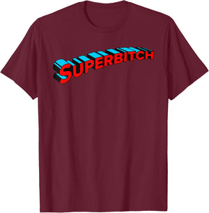 Superbitch Funny Adult SuperHero Comic Book Title T-Shirt - T-Shirt | Maroon