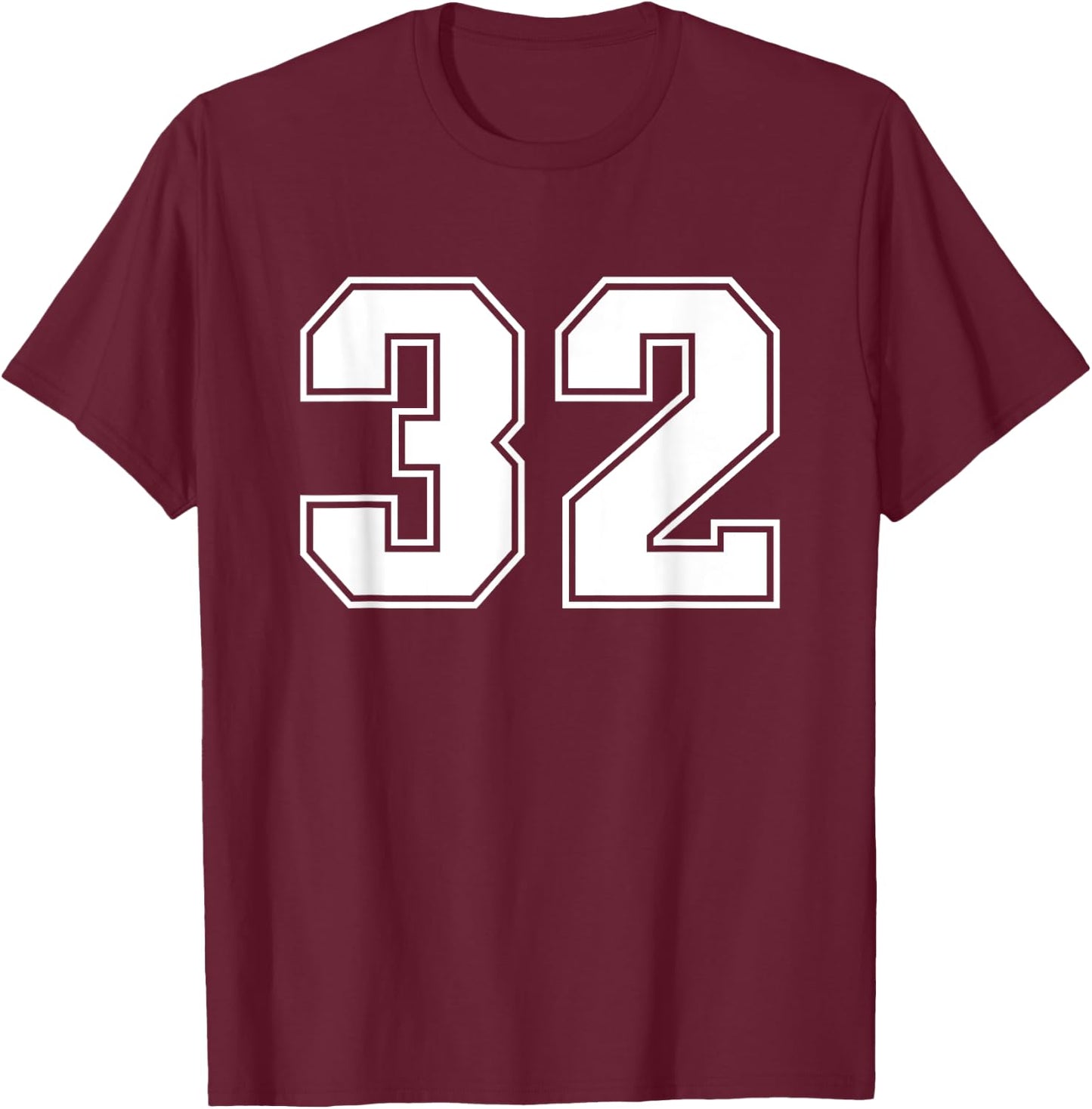 Number #32 Sports Jersey Lucky Number T-Shirt - T-Shirt | Maroon