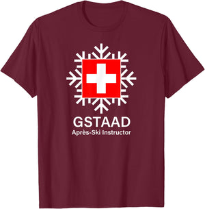 Gstaad Apres-Ski Instructor T-Shirt - T-Shirt | Maroon