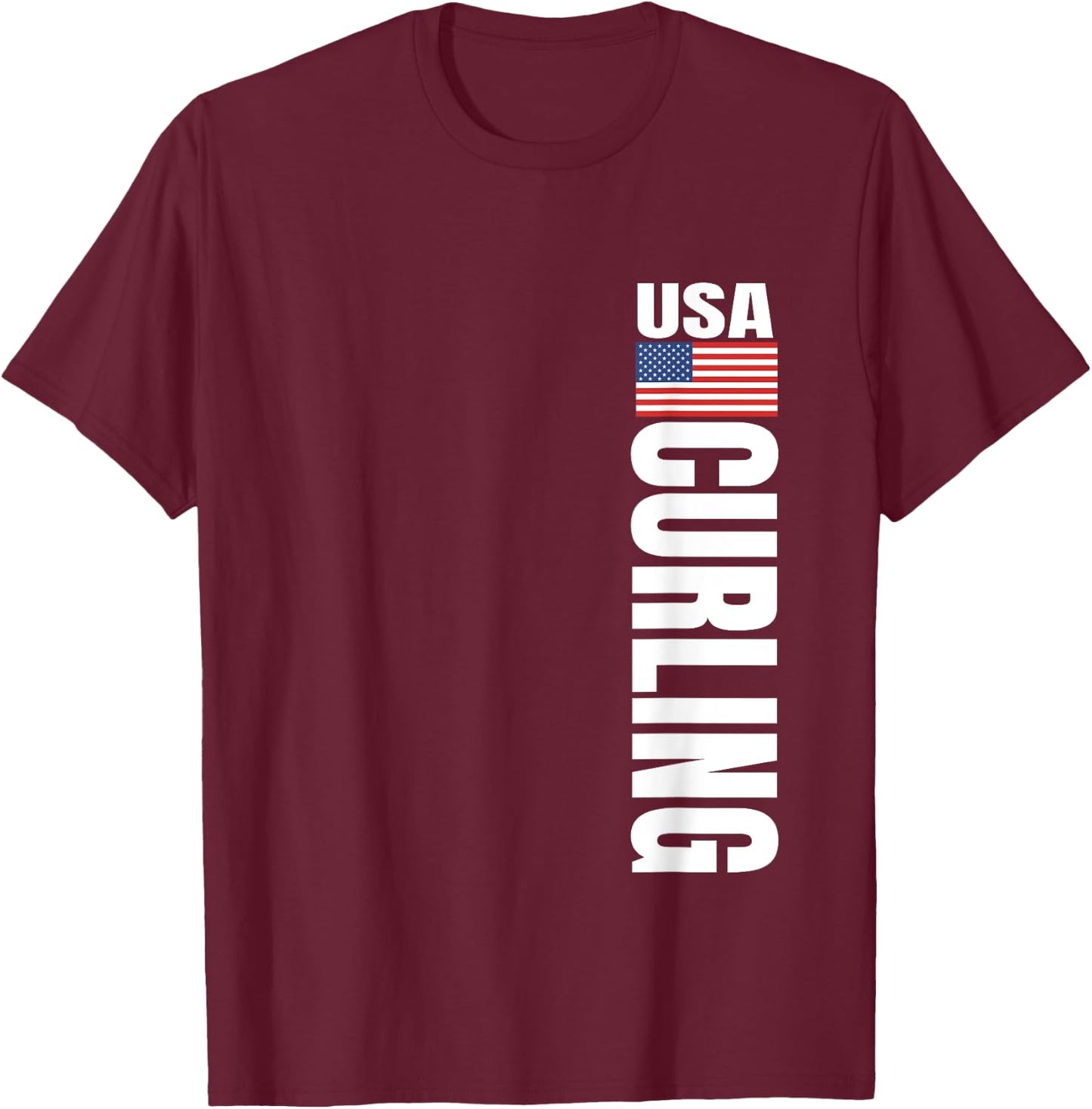 Curling USA Team American Flag Rink Women Men T-Shirt - T-Shirt | Maroon