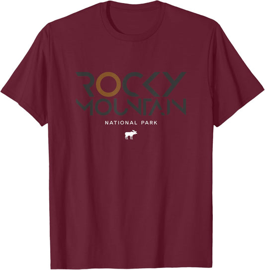 Rocky Mountain National Park Colorado Tonal Retro Vintage T-Shirt - T-Shirt | Maroon