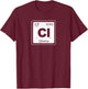 Chlorine Periodic Table Symbol Chemistry Funny Swimming Dive T-Shirt - T-Shirt | Maroon