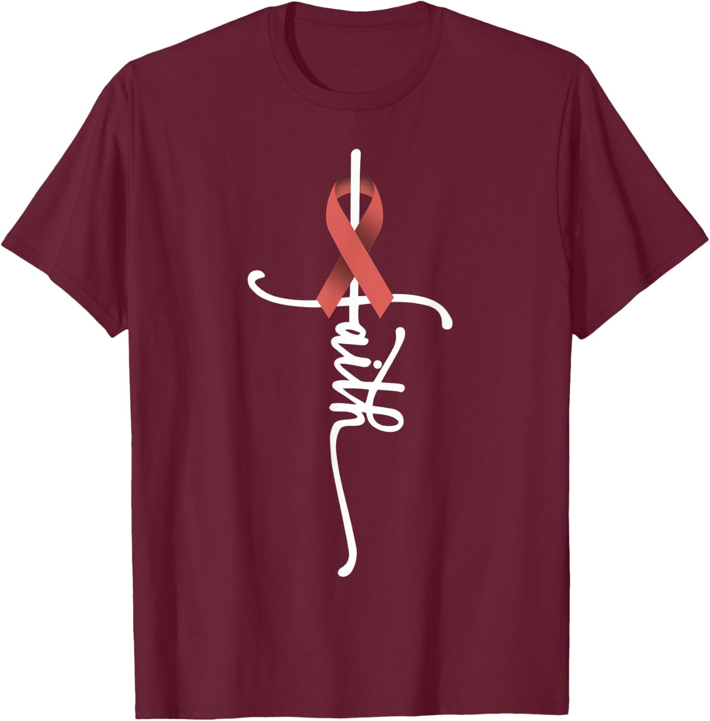 Uterine Cancer Faith Endometrial Cancer Awareness Support T-Shirt - T-Shirt | Maroon