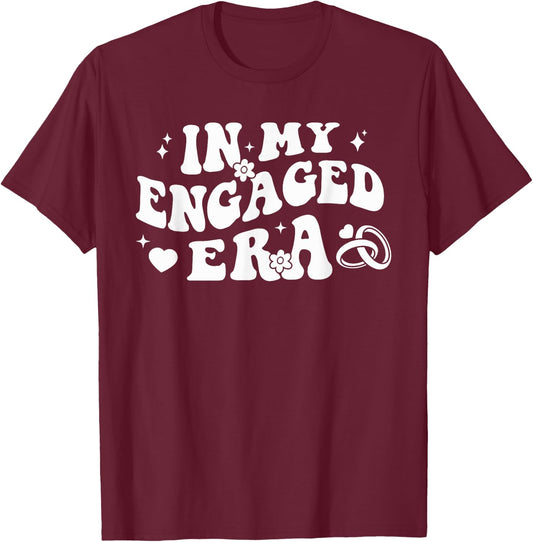 In My Engaged Era Retro Bride Bachelorette Party Bridesmaid T-Shirt - T-Shirt | Maroon