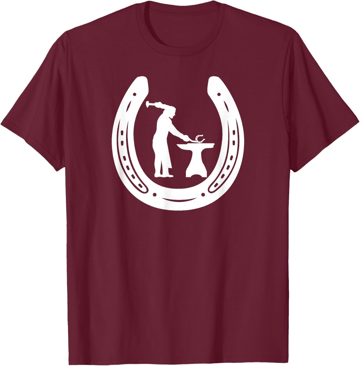 Horseshoe-Blacksmith Farrier tools Horseshoe Horse Farriers T-Shirt - T-Shirt | Maroon