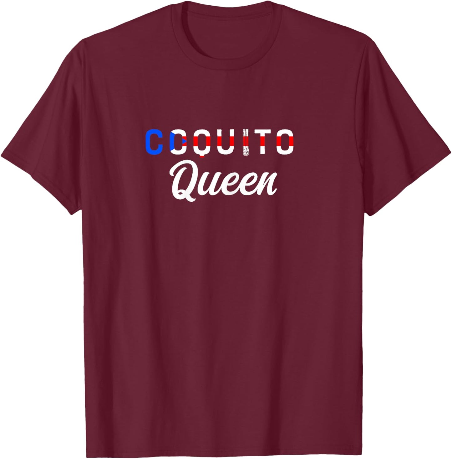 Puerto Rican Christmas Coquito Design Coquito Queen - Black, X-Small - Women's, Short Sleeve, , Ribbed Cuff, Cotton 65%, Polyester 35% T-Shirt - T-Shirt | Maroon