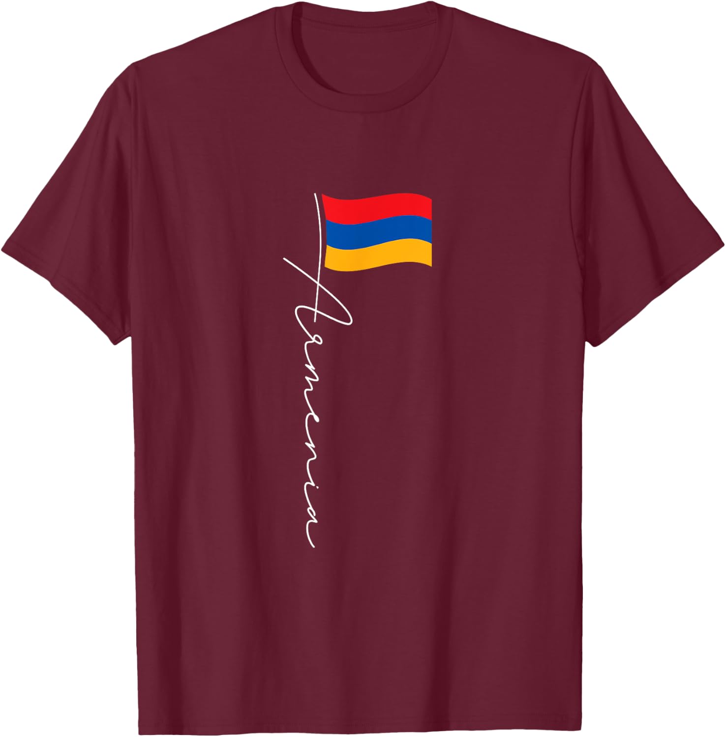 Armenia Signature Flag Pole - Patriotic Armenian Flag T-Shirt - T-Shirt | Maroon