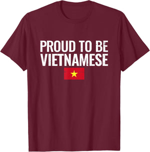 Proud To Be Vietnamese Vintage Flag Vietnam T-Shirt - T-Shirt | Maroon