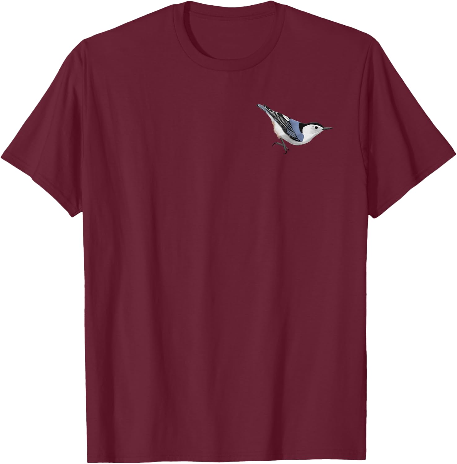 White-Breasted Nuthatch Bird Birdlover Birdwatcher Biologist T-Shirt - T-Shirt | Maroon