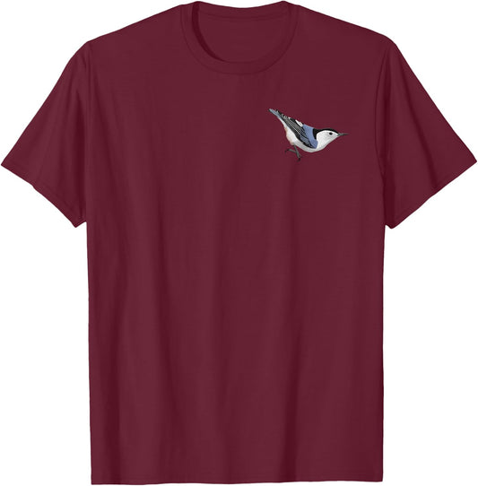 White-Breasted Nuthatch Bird Birdlover Birdwatcher Biologist T-Shirt - T-Shirt | Maroon