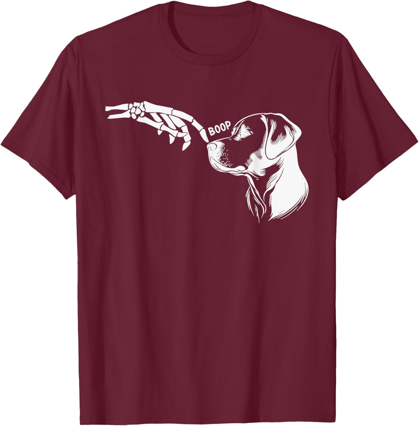 Dog Lover Skeleton Hand Boop Funny Halloween 2023 Labrador T-Shirt - T-Shirt | Maroon