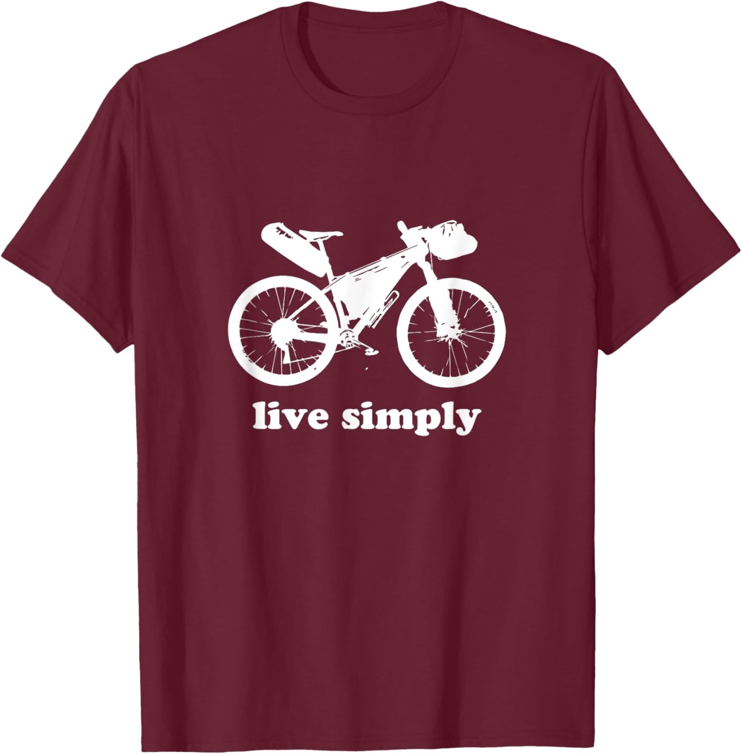 Live Simply Bikepacking Shirt Mountainbike Gift T-Shirt - T-Shirt | Maroon