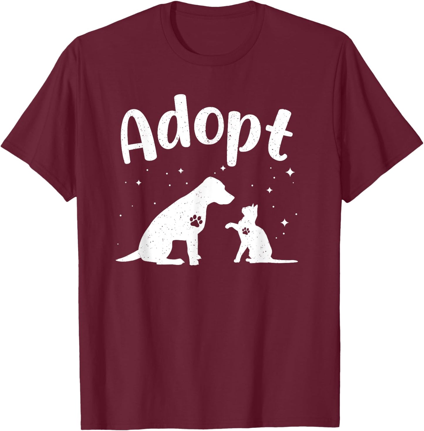 Dog Adopt Art Women Cat Rescue Pet Animal Adoption T-Shirt - T-Shirt | Maroon