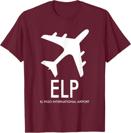 El Paso International Airport Code BAGGAGE TAG TEXAS USA T-Shirt - T-Shirt | Maroon