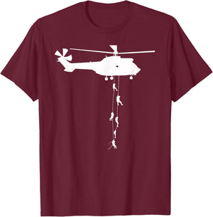 Helicopter dropping Soldiers air assault T-Shirt - T-Shirt | Maroon