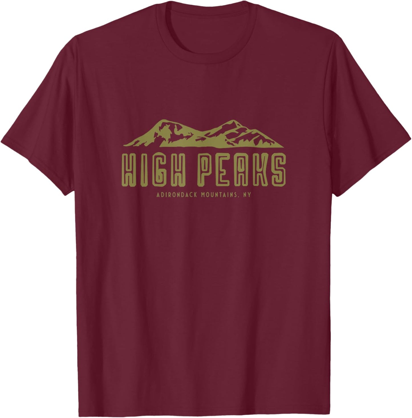 High Peaks Adirondack Mountains , Hiking Shirt T-Shirt - T-Shirt | Maroon