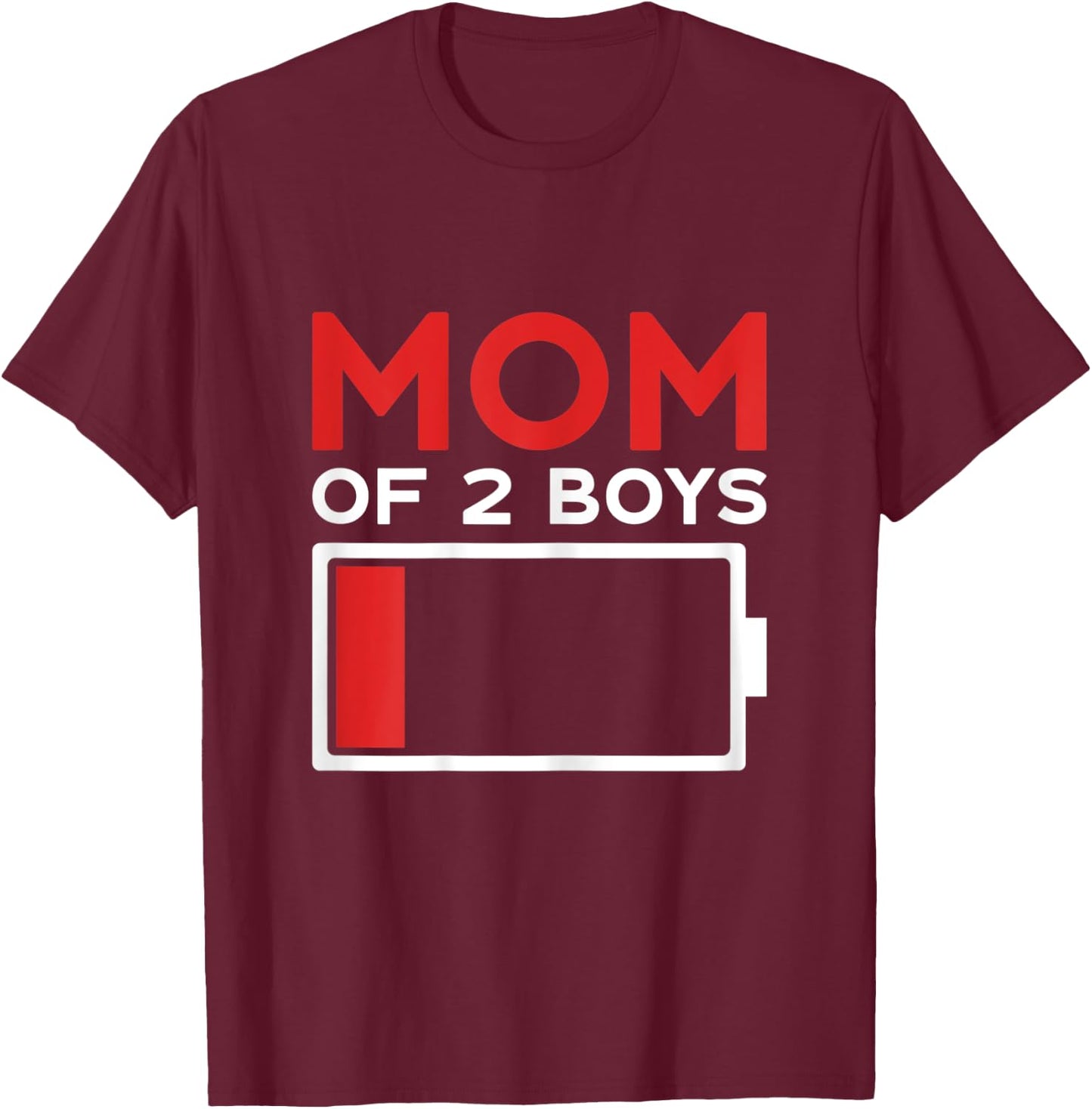 Mom of 2 Boys Mother's Day T-Shirt - T-Shirt | Maroon