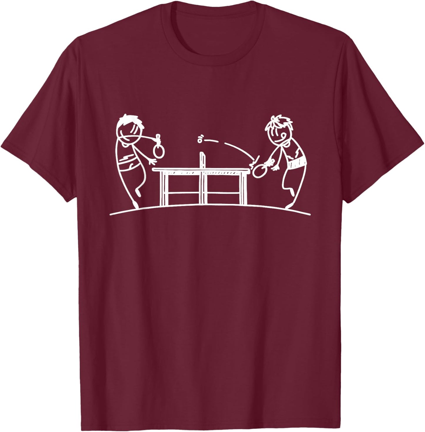 Table Tennis - Stick Figures Ping Pong Paddle Ball Games T-Shirt - T-Shirt | Maroon