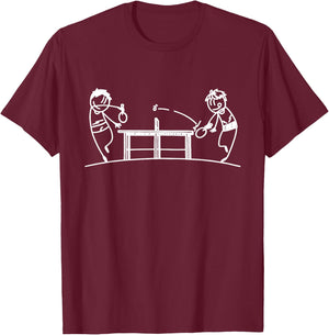 Table Tennis - Stick Figures Ping Pong Paddle Ball Games T-Shirt - T-Shirt | Maroon