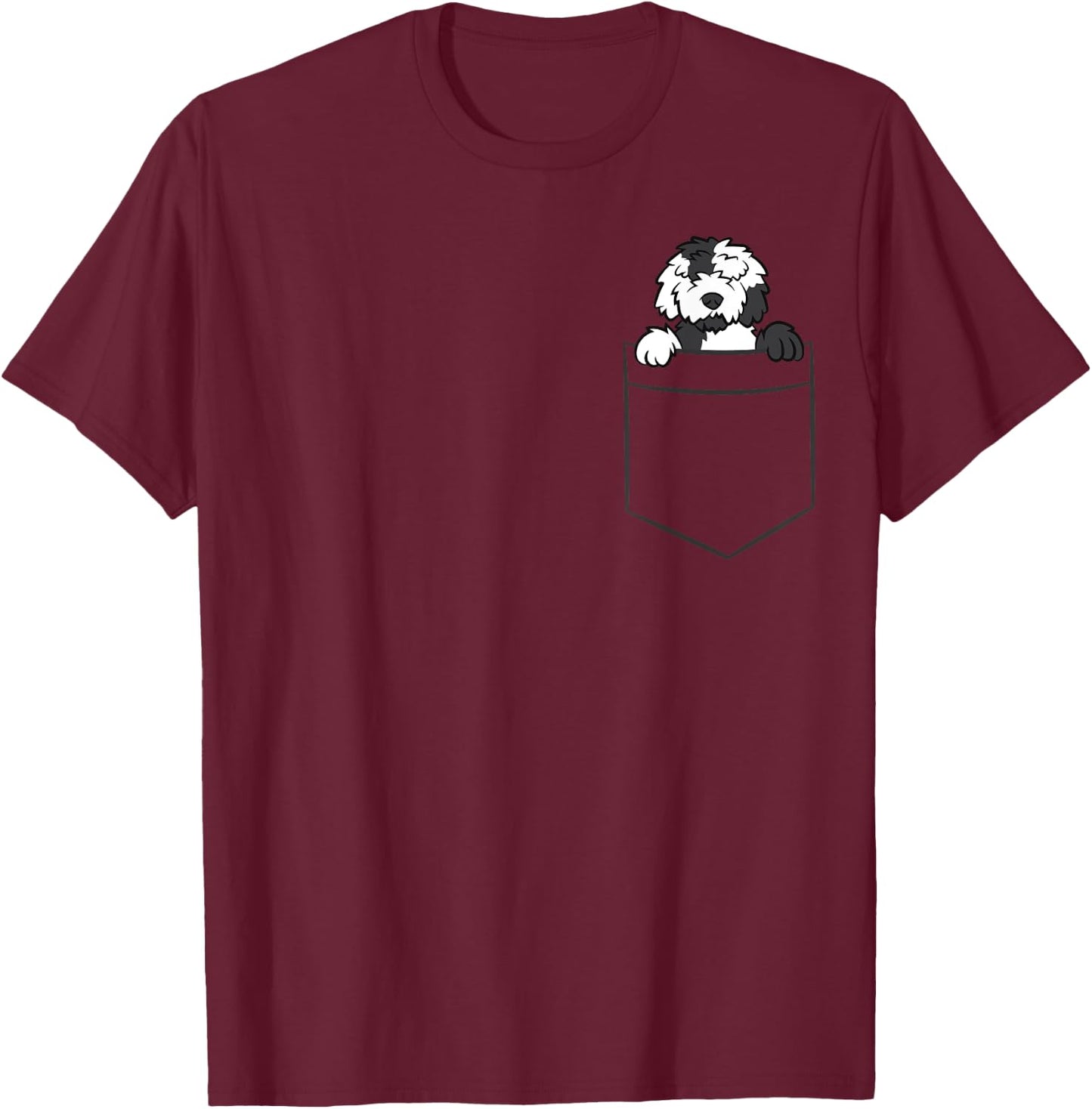 Sheepadoodle Dog In A Pocket Funny Sheepadoodle T-Shirt - T-Shirt | Maroon
