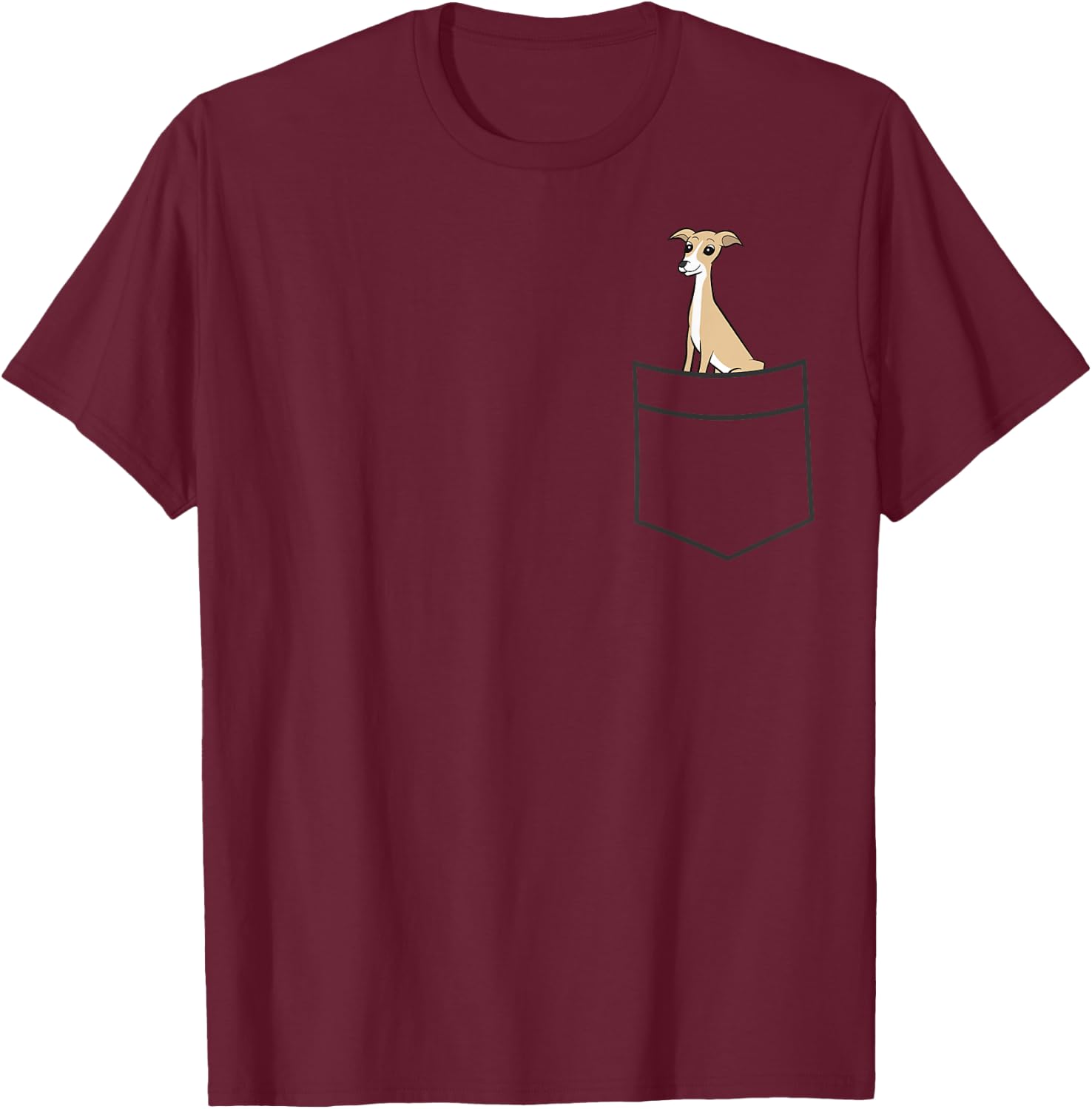 Whippet Dog In Pocket Funny Whippet T-Shirt - T-Shirt | Maroon