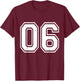 Number 06 Varsity Sports Team Jersey 6th Birthday 6 Years T-Shirt - T-Shirt | Maroon