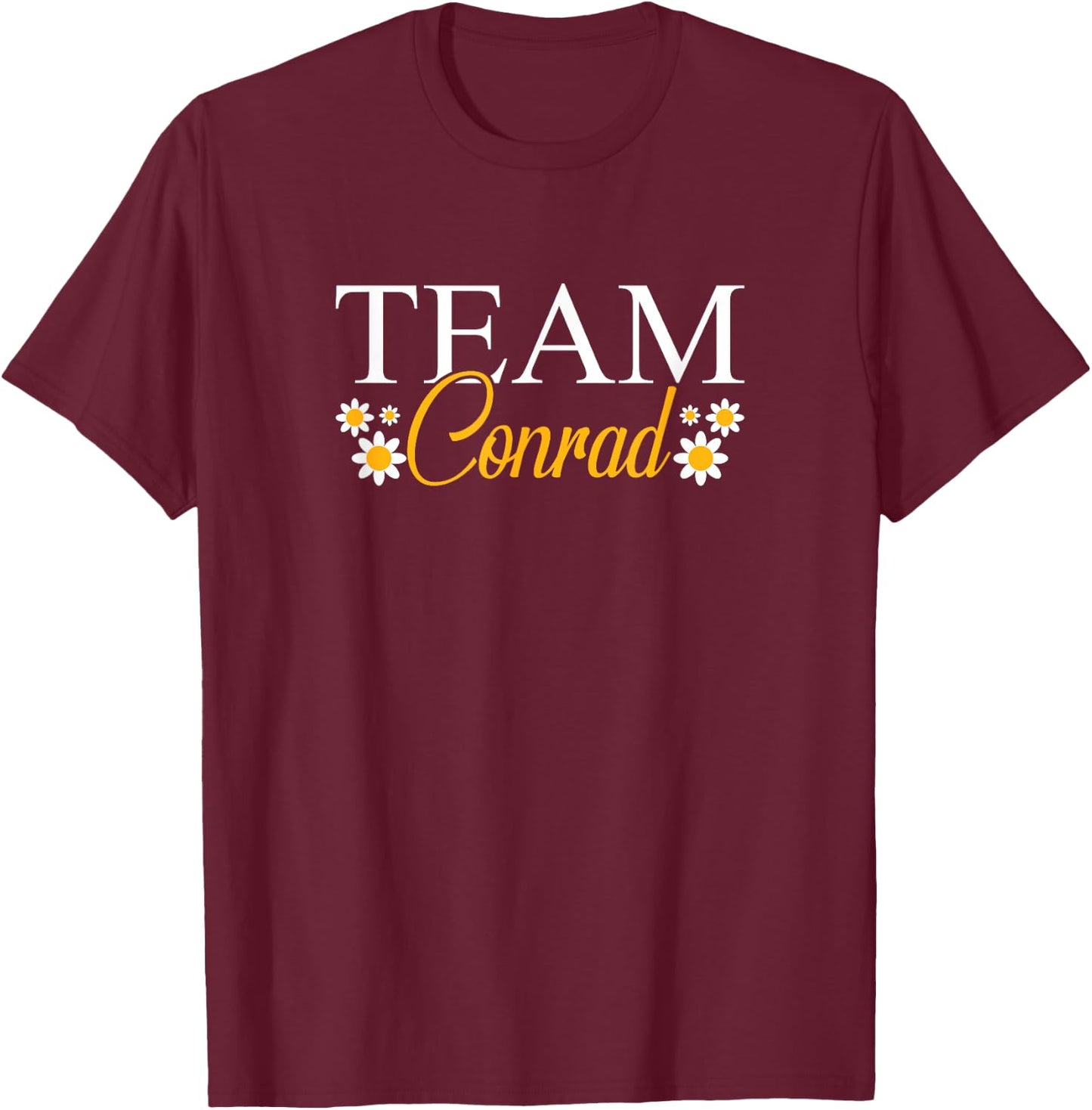 Team Conrad Kids -Adults Floral Black Small Classic Fit Short Sleeve T-Shirt - T-Shirt | Maroon