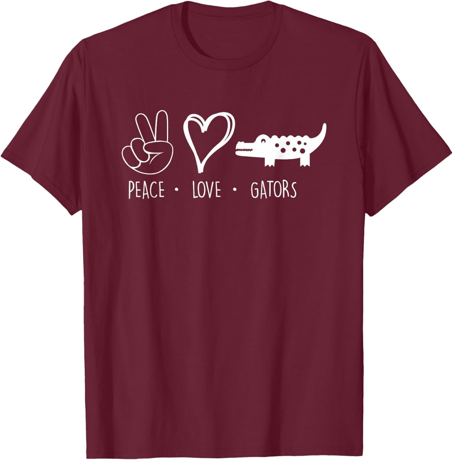 Dickinson High School - Dickinson Gators - Peace Love Gators T-Shirt - T-Shirt | Maroon