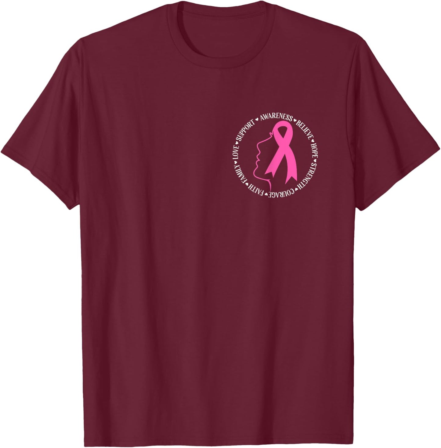 Breast Cancer Awareness Pink Ribbon Support Squad Cancer T-Shirt - T-Shirt | Maroon