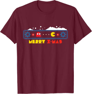 PAC-MAN Christmas T-Shirt - T-Shirt | Maroon