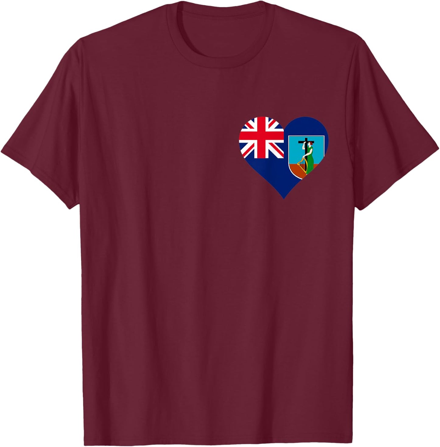 Montserrat Flag Heart Montserrat Gifts Love Montserrat T-Shirt - T-Shirt | Maroon