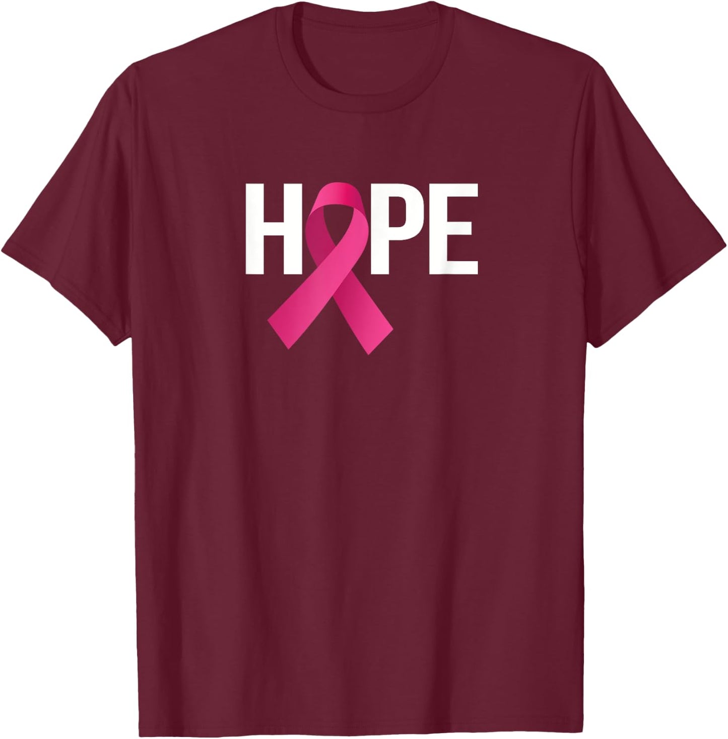 Hope Breast Cancer Awareness Month Pink Ribbon T-Shirt - T-Shirt | Maroon