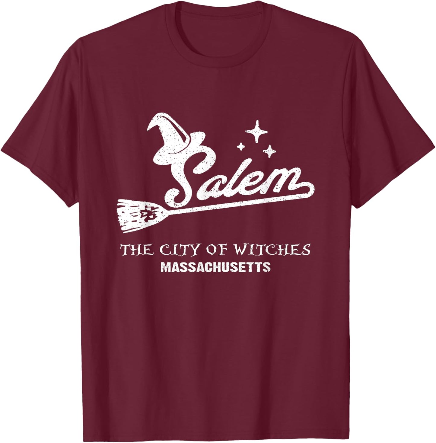 Vintage Salem Massachusetts Halloween City Of Witches T-Shirt - T-Shirt | Maroon