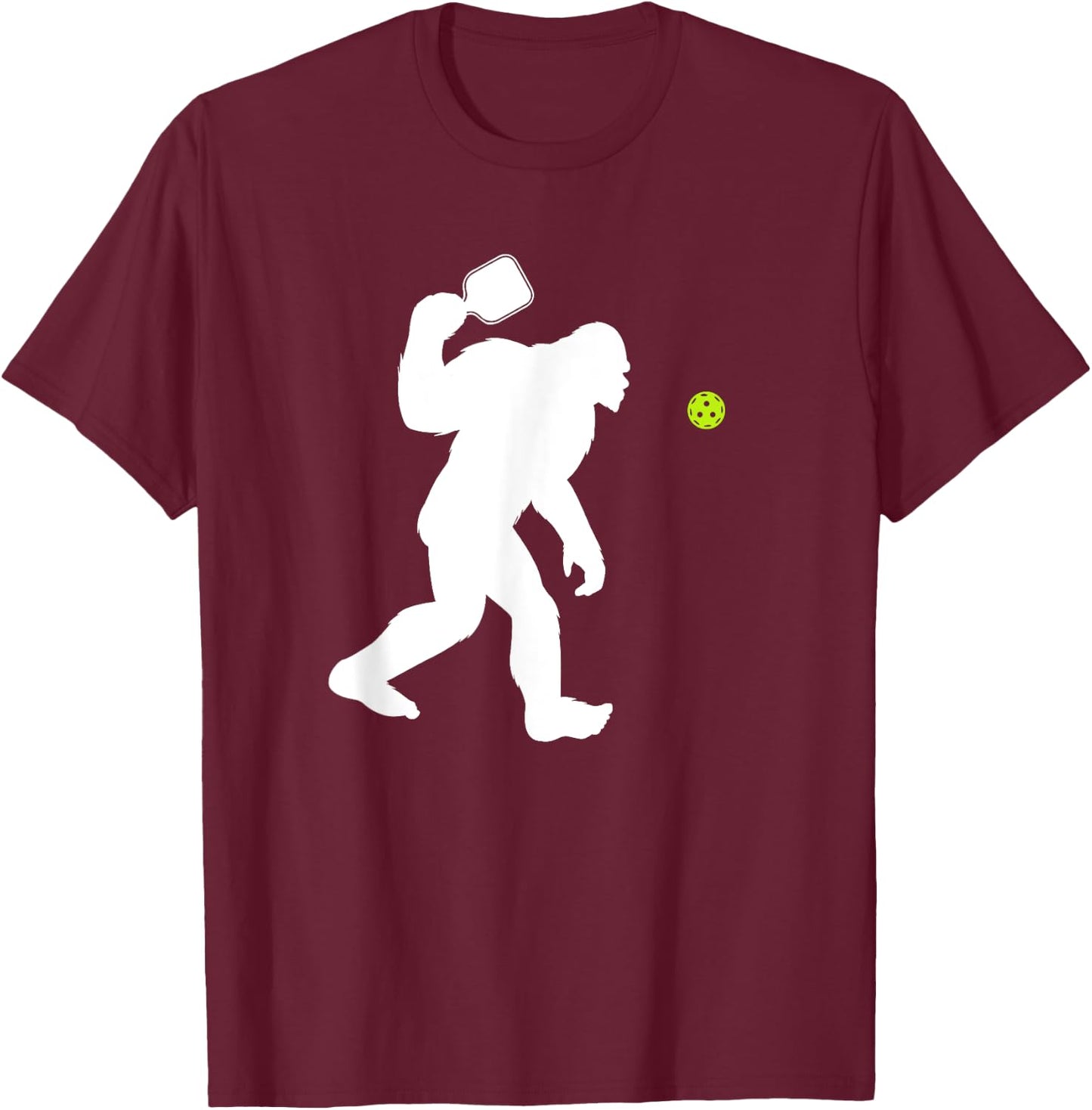 Bigfoot playing Pickleball T-Shirt - T-Shirt | Maroon