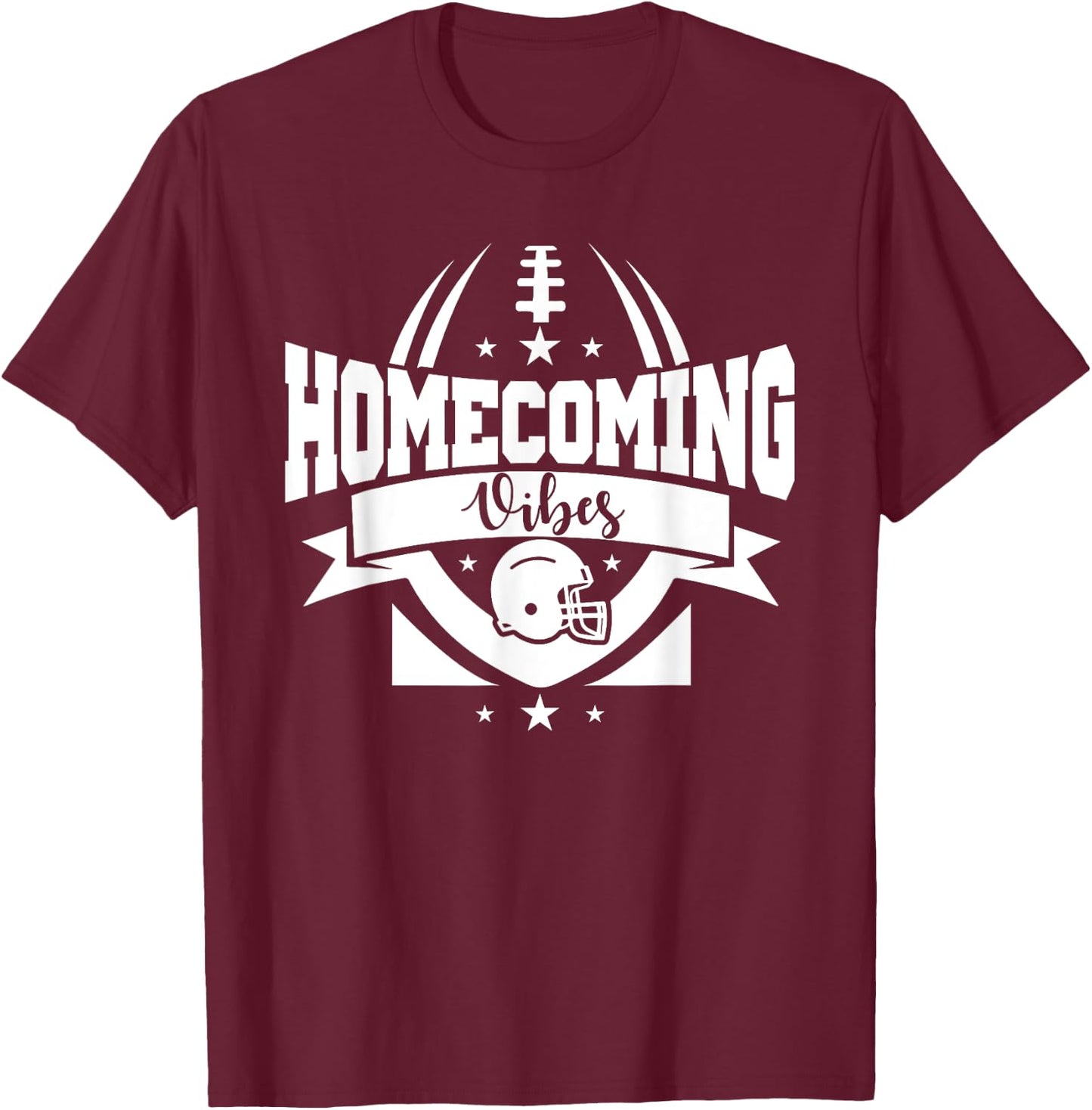 Hoco 2023 Homecoming Vibes Football Game Day School Reunion T-Shirt - T-Shirt | Maroon