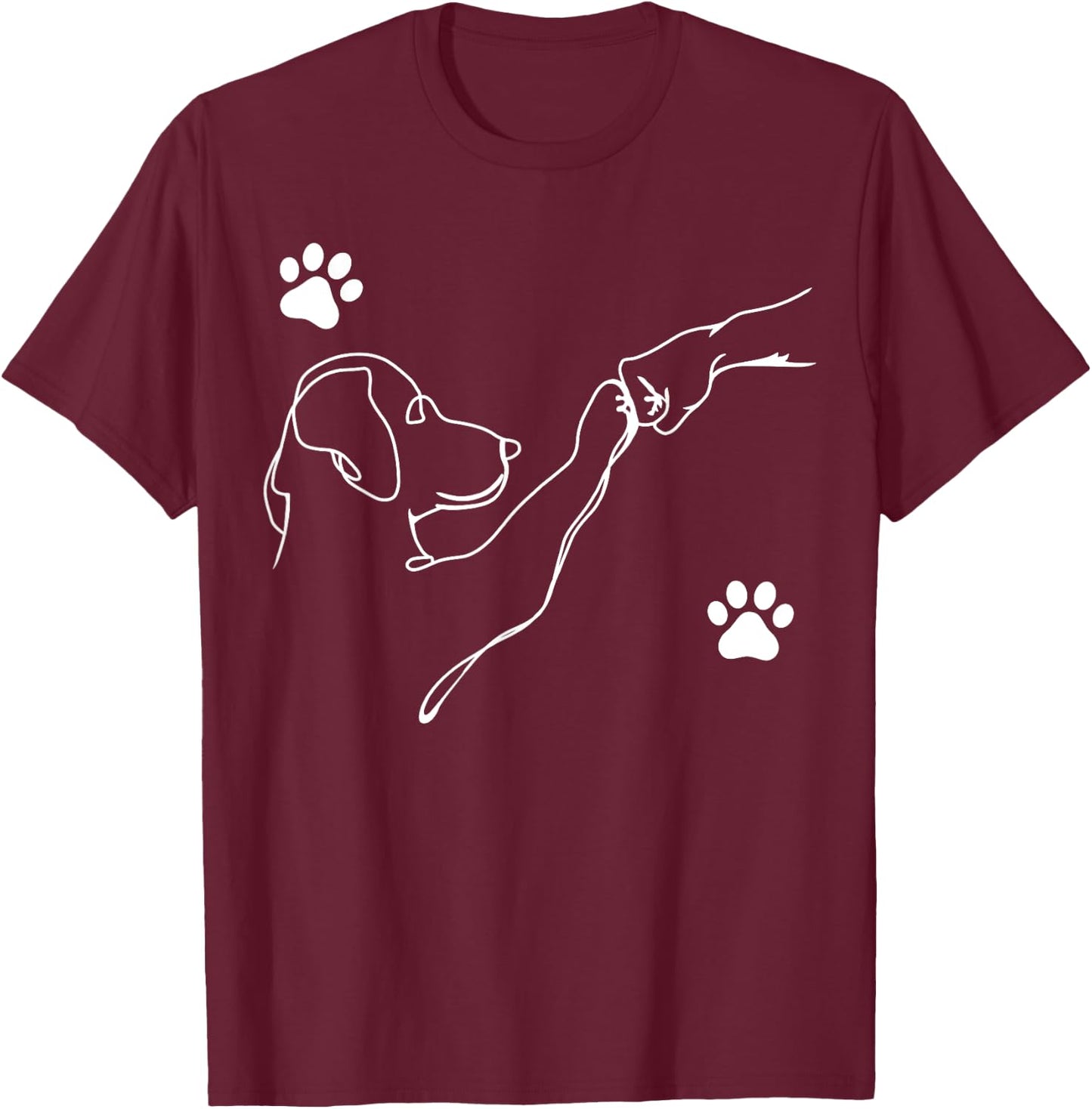 Dog and People Punch Hand Dog Friendship Fist Bump Dog's Paw T-Shirt - T-Shirt | Maroon