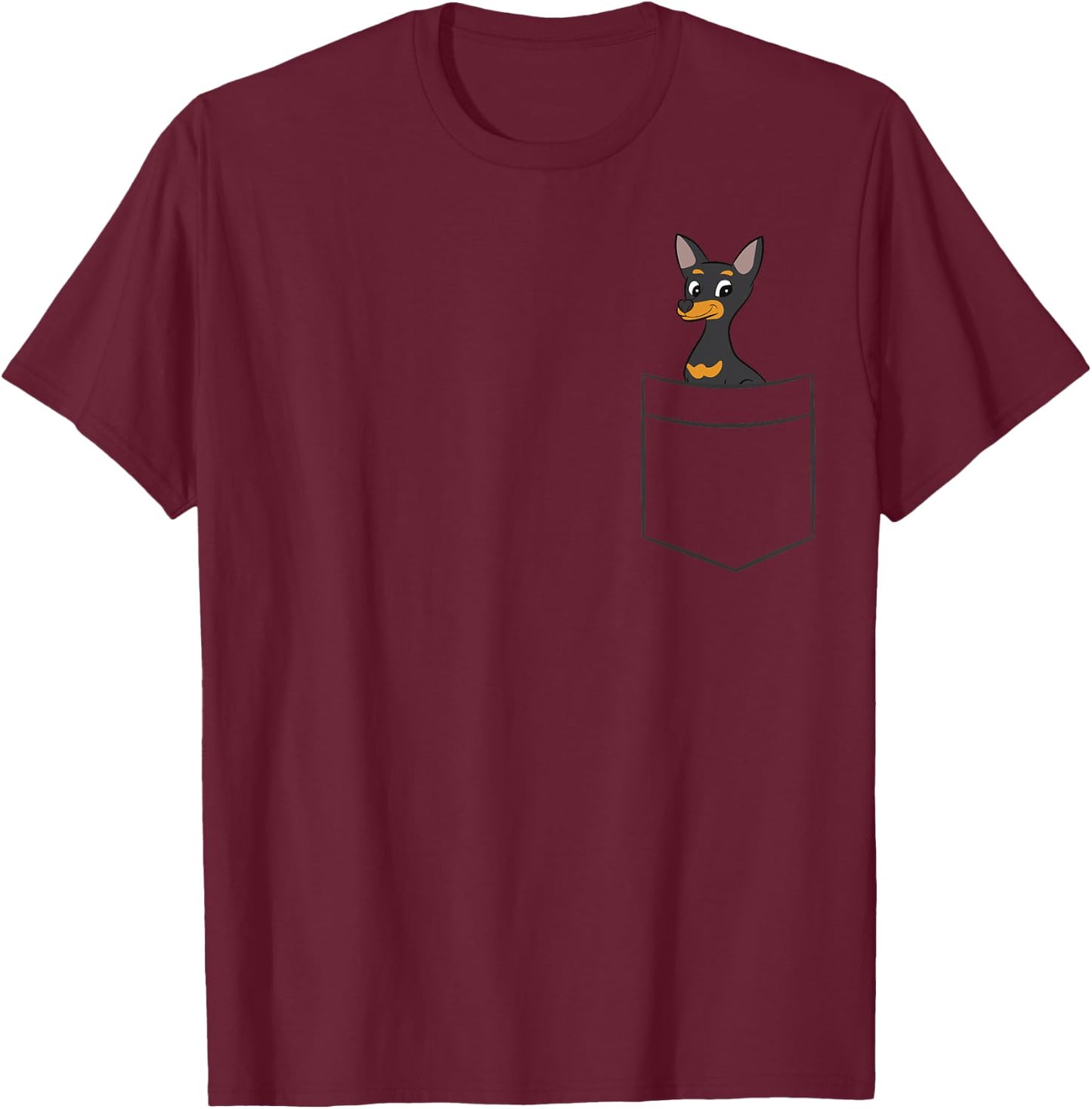 Miniature Pinscher Dog In Pocket Funny Miniature Pinscher T-Shirt - T-Shirt | Maroon