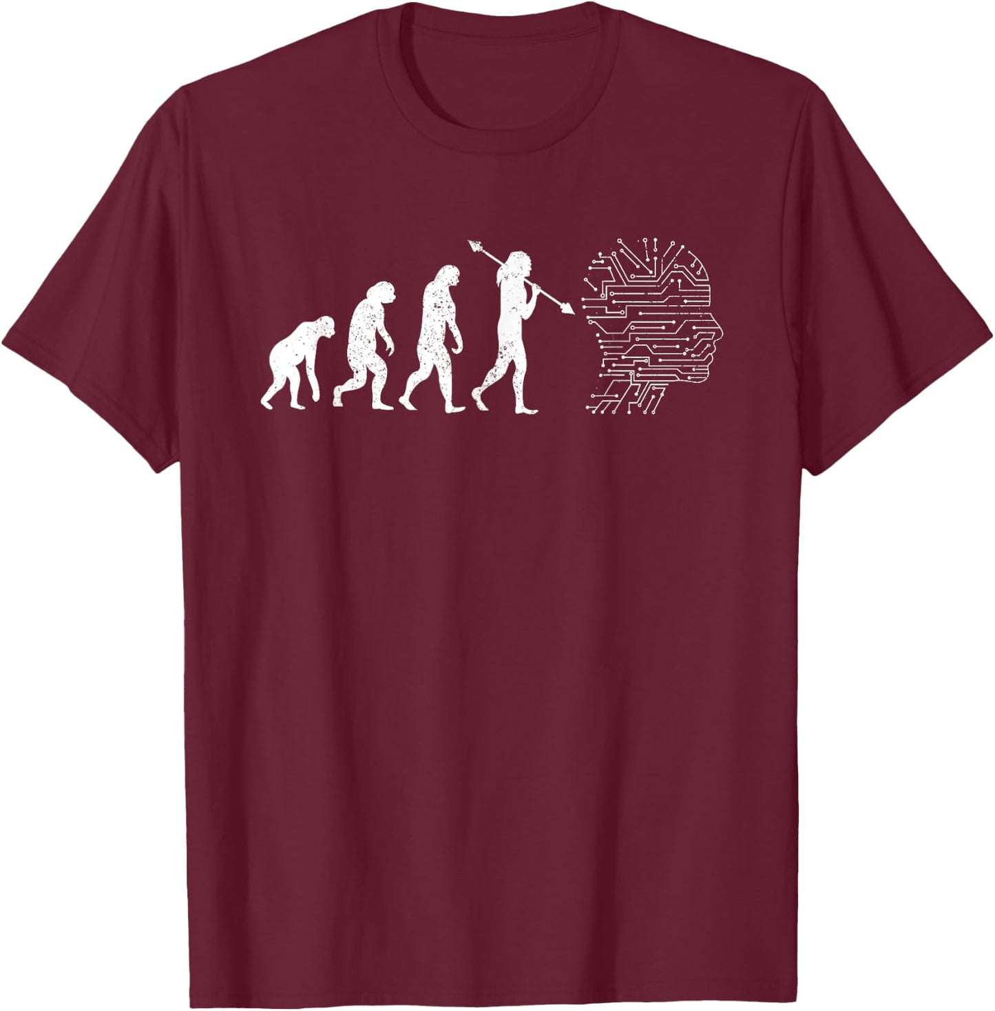 AI Evolution - Funny Artificial Intelligence T-Shirt - T-Shirt | Maroon