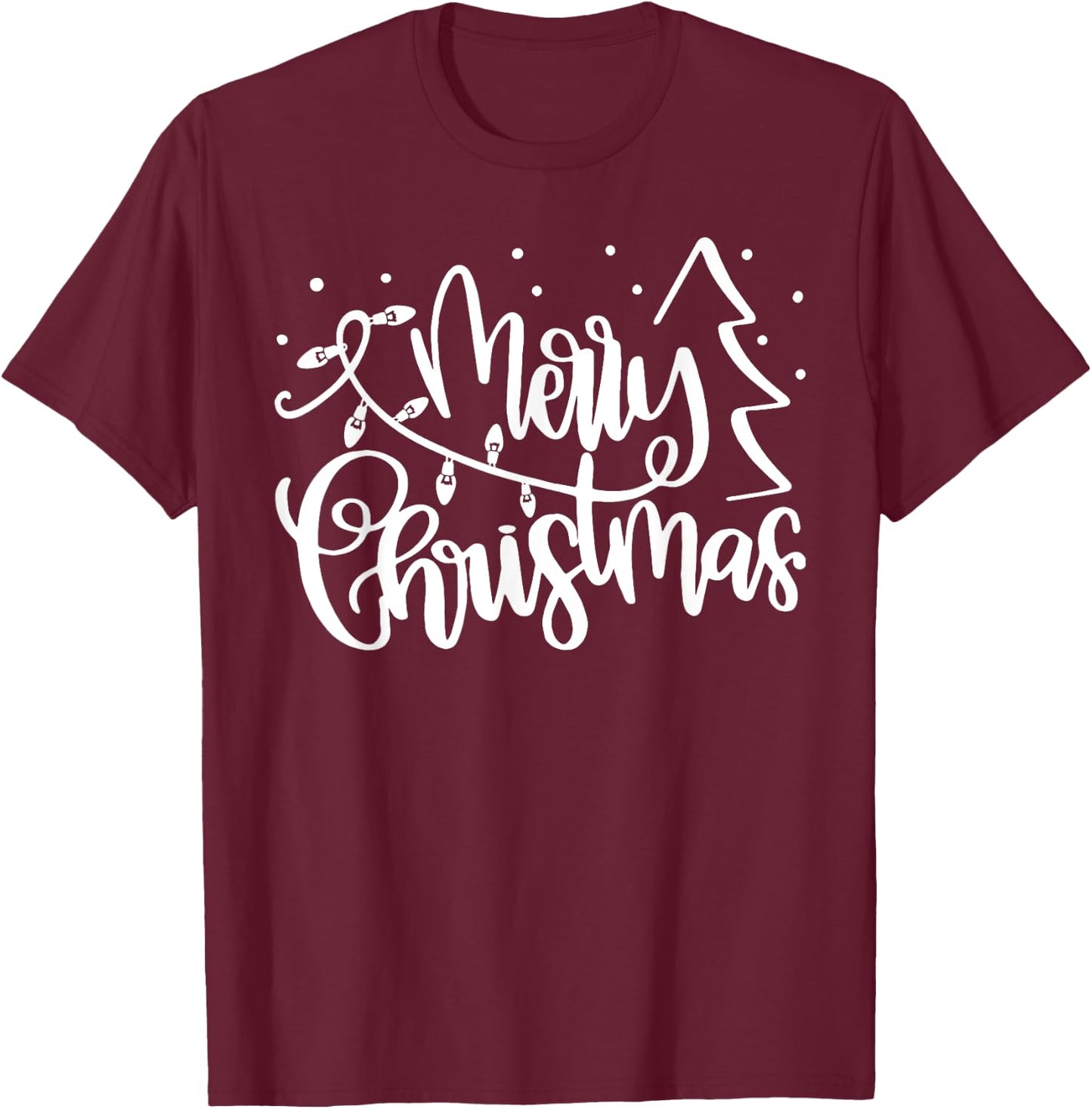 Merry Christmas Holiday Xmas Lights Family Matching Pajama T-Shirt - T-Shirt | Maroon